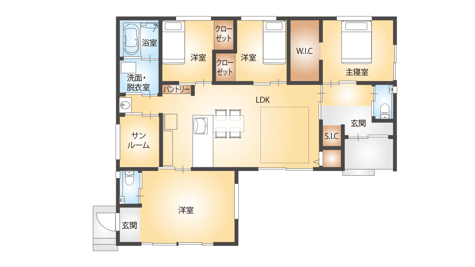 193 ［平屋］コスパよくプライバシー確保した同居型2世帯【LibWork